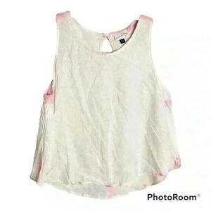 Universal Thread Cotton Keyhole Back Tank Top Bleached Plaid